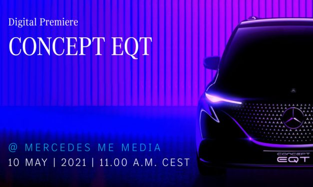 Mercedes divulga teaser da EQT, compacta van familiar elétrica