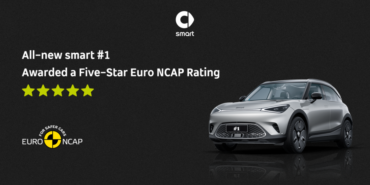 Smart #1 conquista 5 estrelas no teste Euro NCAP